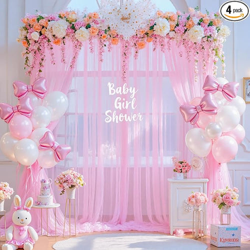 20ft x 15ft Pink Tulle Backdrop Curtain by Suppromo