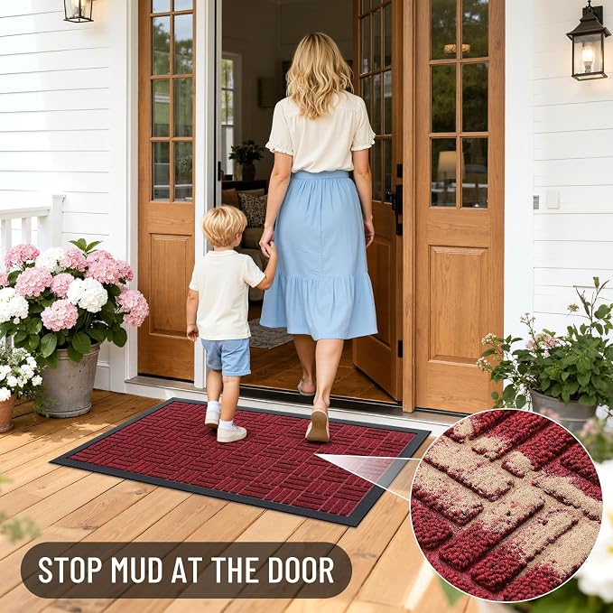 OLANLY Front Door Mat Outside Entrance 59x23, Heavy Duty Sturdy Natural Rubber - Image 6