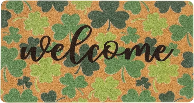 FGSS St. Patrick's Green-Shamrocks Welcome-Doormat Outdoor-Entrance by FGSS