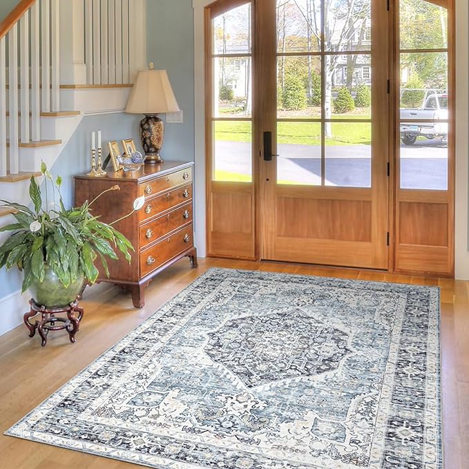 Area Rug 3×5, Vintage Boho Rug, Ultra-Soft Low Pile, Non Slip, Stain Resistant - Image 6