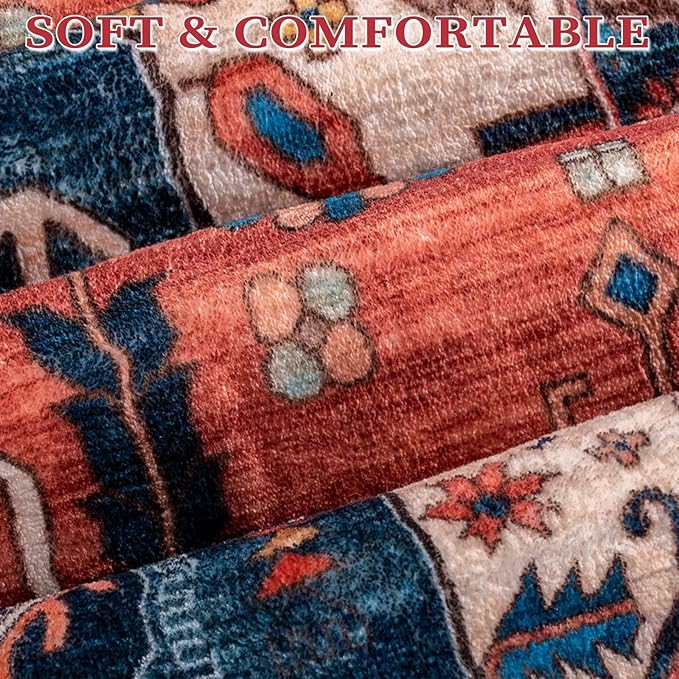SERISSA Area Rug 4x6 Boho Rugs for Bedroom, Washable Non-Slip Living Room Rugs - Image 6