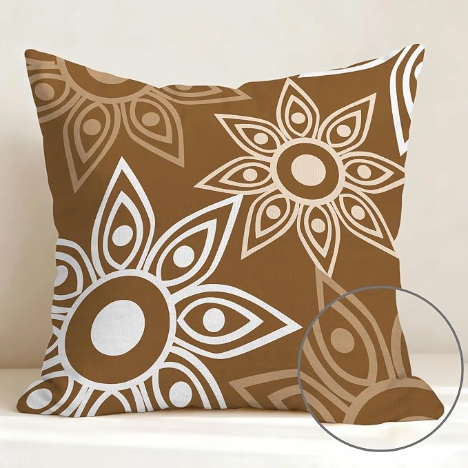 Hexagram Brown Geometric Pillow Covers 18x18 Set of 4, Decorative Outdoor - Image 6