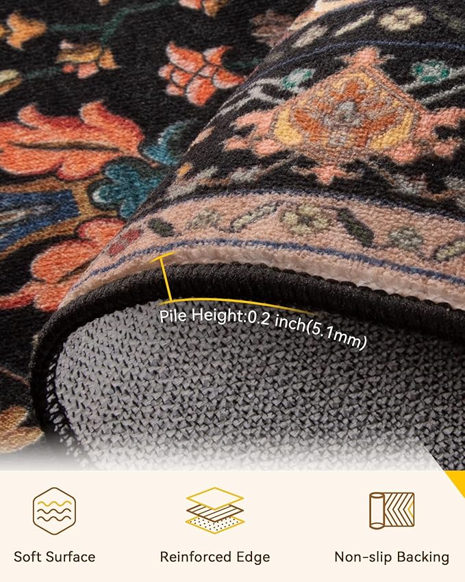 RELEANY Area Rugs 3'x12' Runner Rug Non Slip Washable - Image 4
