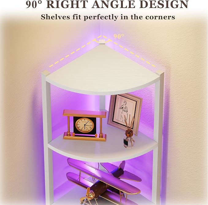 Corner Shelf with LED Lights, 6-Tier Corner Bookshelf - Image 4