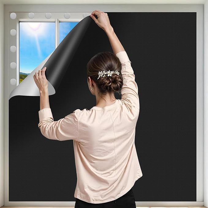 100% Black Out Window Cover Portable Blackout Shades Adhesive Thermal Blackout by ZUNGOUMC