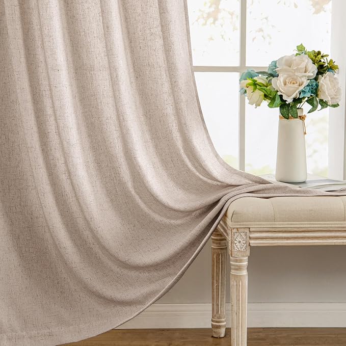 MIULEE Non-See-Through Privacy Linen Curtains 2 Panels, Light Filtering Window - Image 9