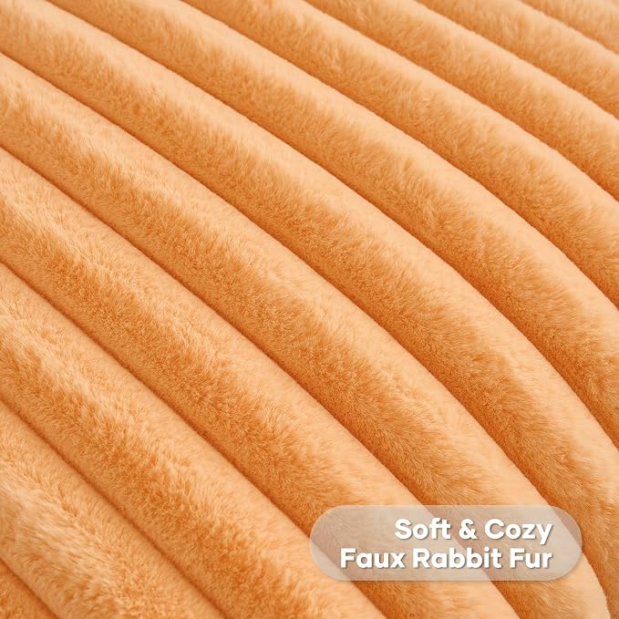 FUTEI Orange Decorative Throw Pillow Covers Set of 2, 22x22 Inch Soft Fluffy - Image 2