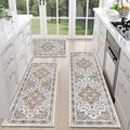 HEBE Farmhouse Kitchen Rugs Sets of 3 Non Slip Washable Boho Kitchen Rugs and by HEBE