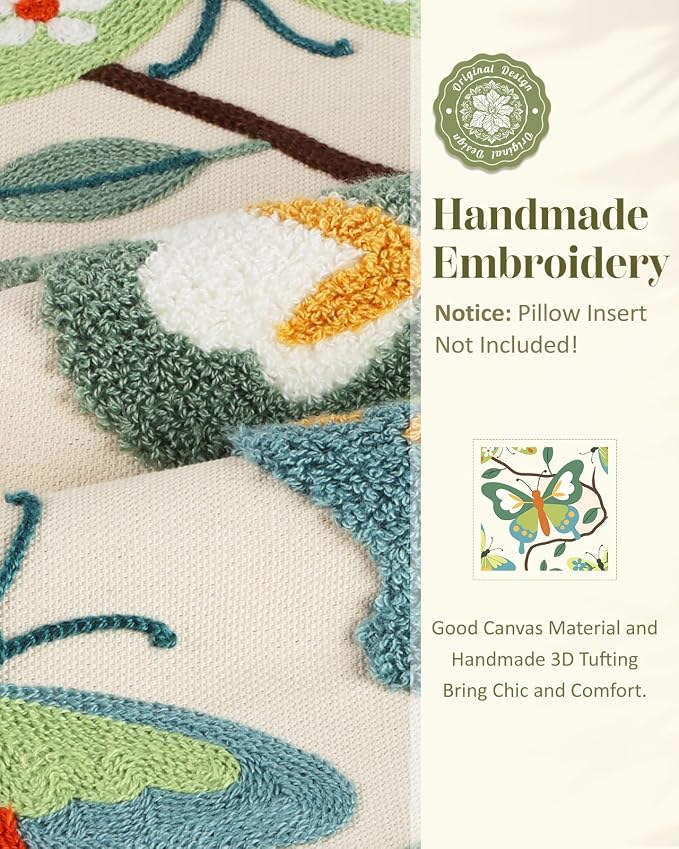 Embroidered Throw Pillow Cover 18x18 Inch - Image 2