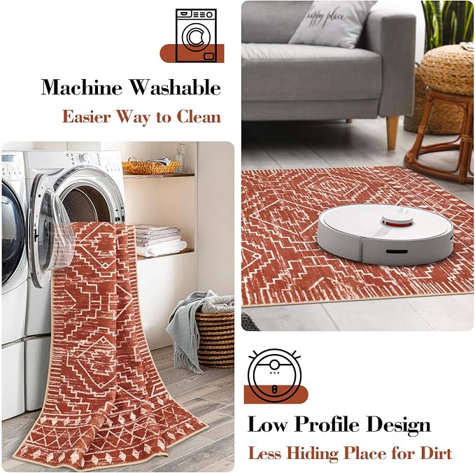Wonnitar Moroccan 4x6 Bedroom Area Rug, Washable Soft Rug - Image 3