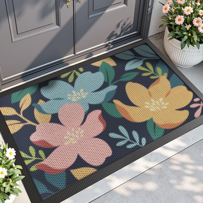 DEXI Front Door Mat Outside Entrance, Spring Entryway Doormat Dirt Trapper by DEXI