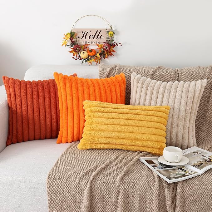 Pallene Faux Fur Plush Fall Throw Pillow Covers 18x18 Set of 2, Luxury Soft - Image 5