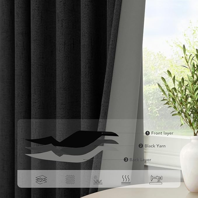 72 Inch Blackout Curtains for Living Room 2 Panel Burg Complete Black Out - Image 5