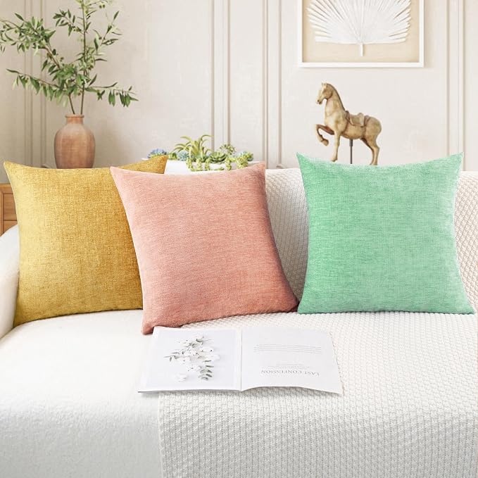 CaliTime Throw Pillow Covers Decorative 18 X 18 Inches Pack of 2 Cozy Chenille - Image 5