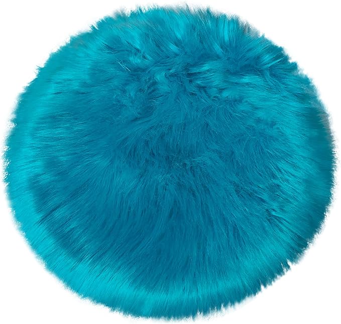 2ft Small Round Blue Rug, Thick Furry Fluffy Carpet - Image 3