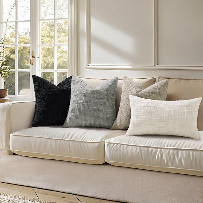 decorUhome Light Grey Chenille Euro Sham Throw Pillow Covers 22x22 Set of 2 - Image 7