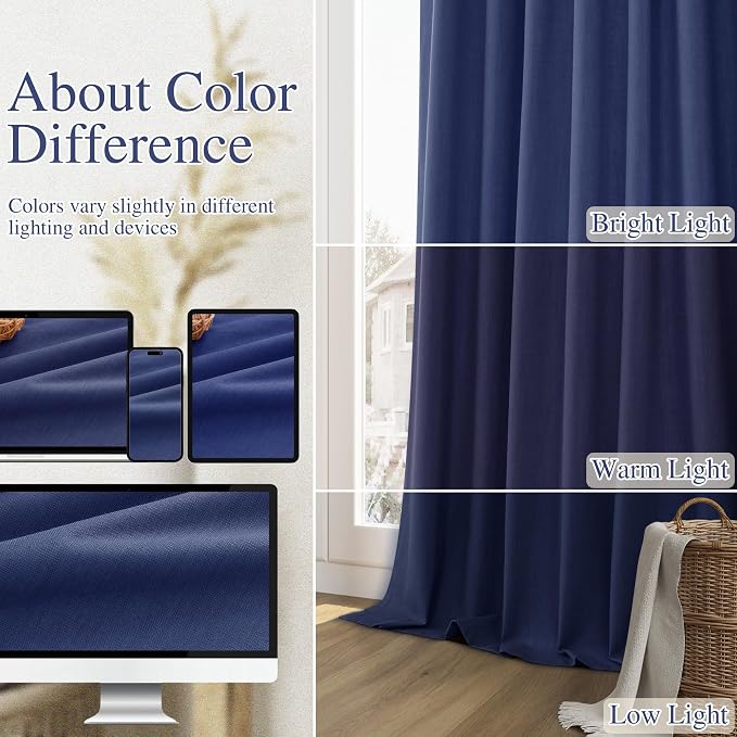 Guken 100% Blackout Curtains 72 Inch Length 2 Panels Set - Image 6