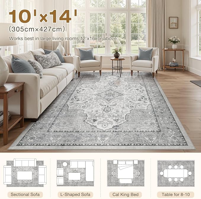 cotiled 10x14 Area Rugs Large Washable Rugs - Image 7