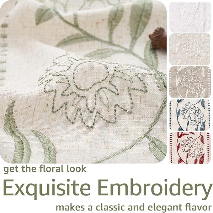 jinchan Winslow 4 Panel Curtains Set 84 Inch Length Embroidered Bordered Floral - Image 4