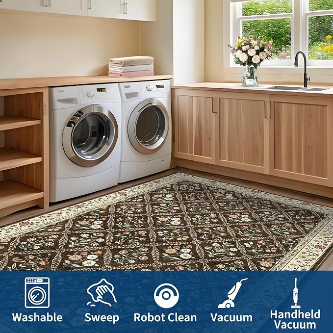 GarveeHome 8x10 Washable Large Living Room Rug Water Resistant Distressed - Image 7