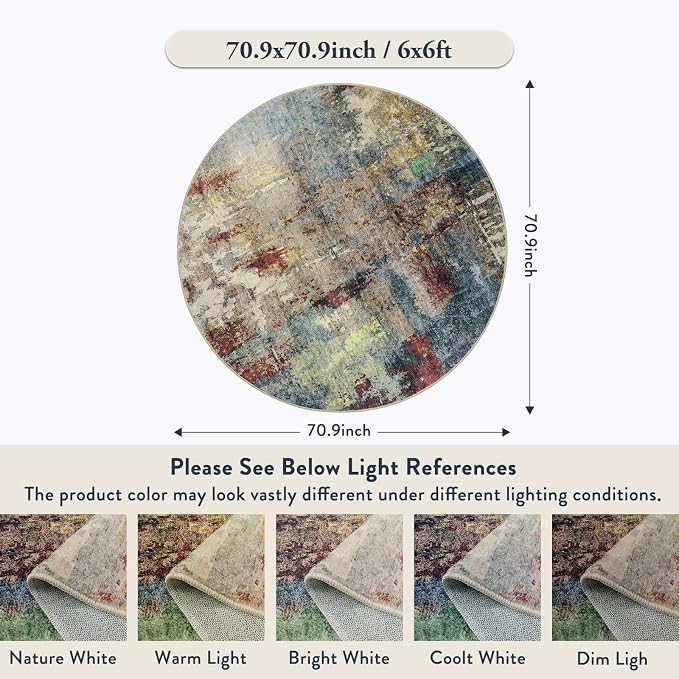 Lahome Modern Abstract Round Rug 6ft - Image 2