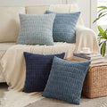 Fancy Homi Set of 4 Blue Decorative Throw Pillow Covers 12x12 Inch by Fancy+Homi
