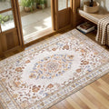 Tangsoo 2x4 Washable Rug for Entryway, Vintage Boho Beige Entry Rug Throw Rugs by Tangsoo