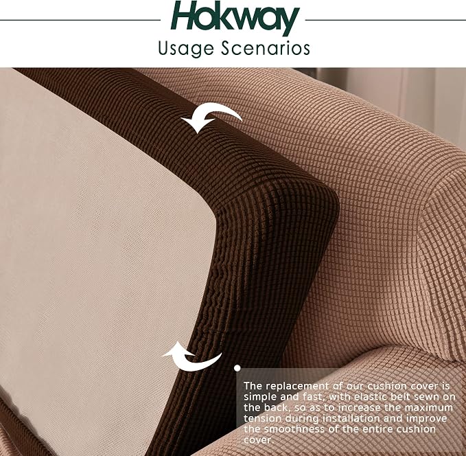 Hokway 2 Piece Couch Cushion Slipcovers Stretch Reversible Cushion Replacement - Image 5