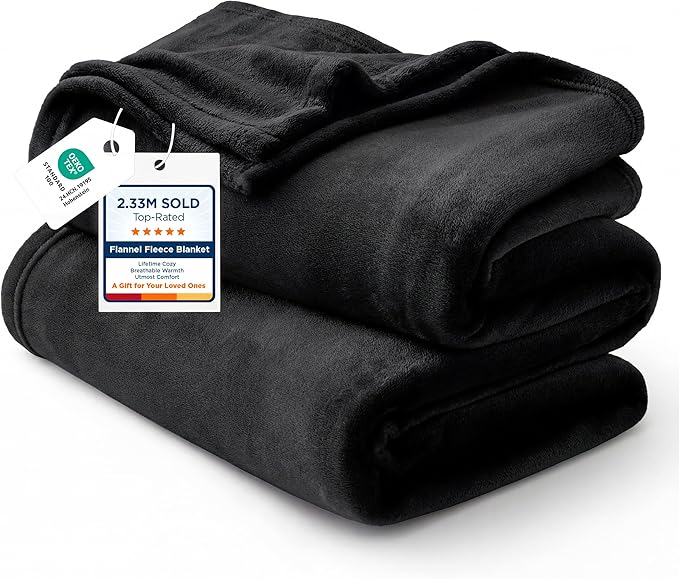 Bedsure GentleSoft Fleece Blankets King Size Black by BEDSURE