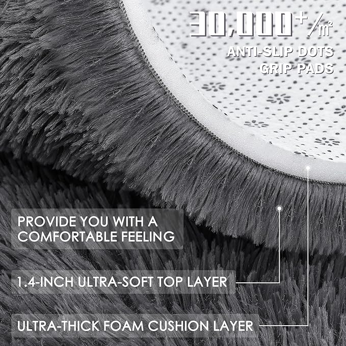 OLANLY 3x5 Machine Washable Small Bedside Rug, Soft Fluffy Shaggy Rugs - Image 6