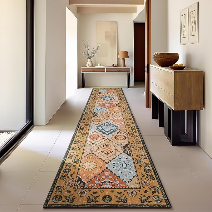 Phantoscope Washable Runner Rug 2'x10' Non-Slip, Vintage Boho Hallway Rugs by Phantoscope