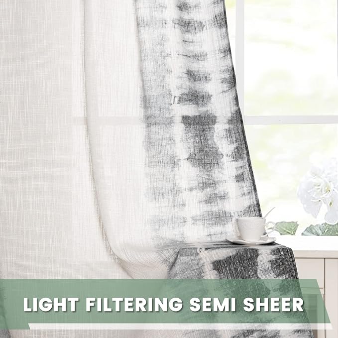 MEETSKY Flax Linen Sheer Curtains 95 Inches 2 Panels Light Filtering Window - Image 5