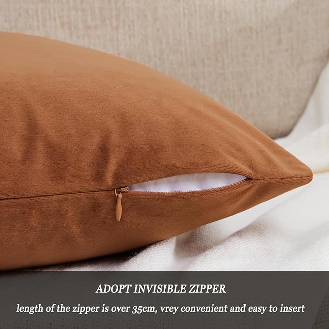 GIGIZAZA Dark Burnt Orange Pillow Covers 16x16 Throw Pillows Velvet Decorative - Image 4