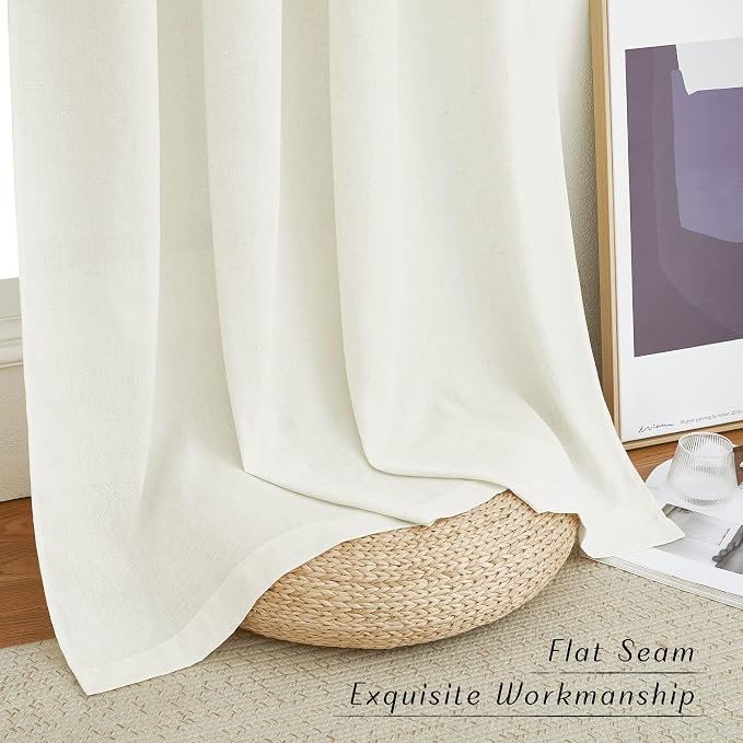 NICETOWN Thick Linen Bedroom Curtains 90 inches Long, Grommet Privacy Assured - Image 6