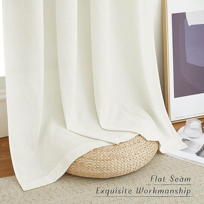 NICETOWN Off White Linen Curtains 84 inch Length, Grommet Privacy Added Thick - Image 7