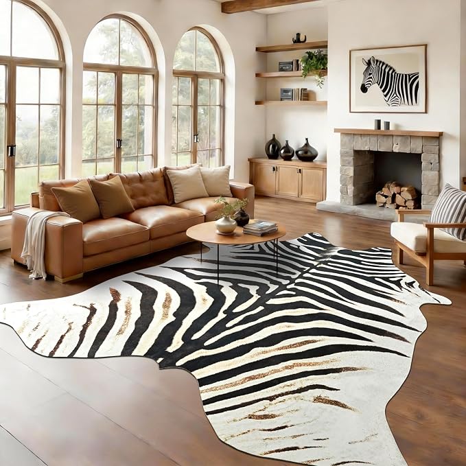 BENRON Zebra Print Area Rug, Cute Animal Hides and Skins by BENRON