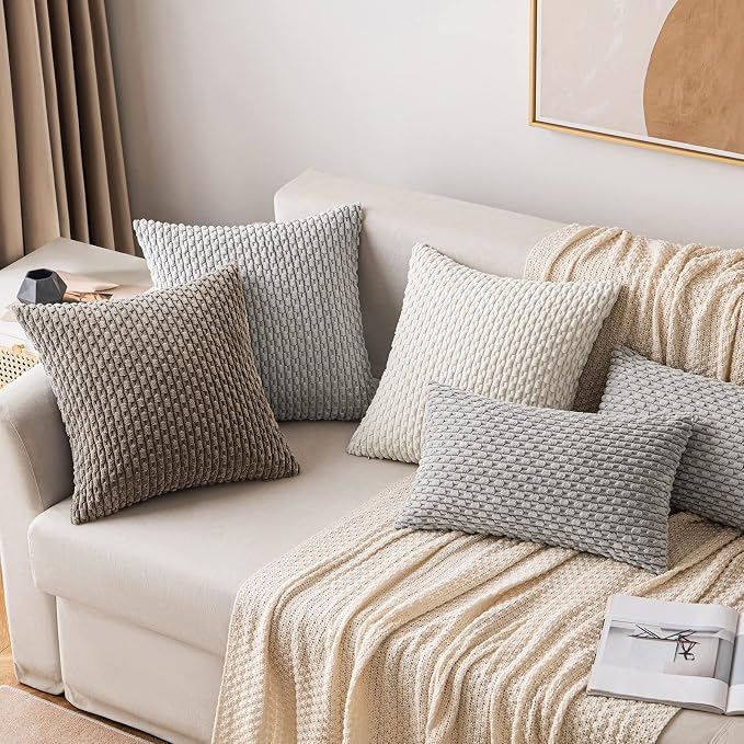 MIULEE Pack of 2 Decorative Throw Pillow Covers 18x18 Inch Soft Boho Striped - Image 4