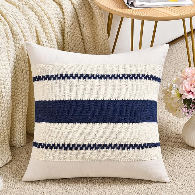 Fancy Homi Set of 1 Navy Blue Big Decorative Throw Pillow Covers 24x24 Inch by Fancy+Homi