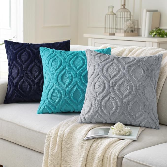 decorUhome Summer Throw Pillow Covers 24x24 Inch Set of 2, Soft Plush Faux Wool - Image 4