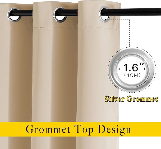NICETOWN Biscotti Beige Blackout Curtains 84 inches Long - Image 4