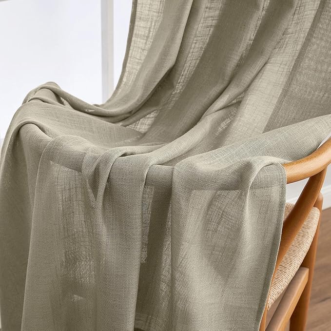 MIULEE Oatmeal Linen Curtains 84 Inch Length 2 Panels - Image 6