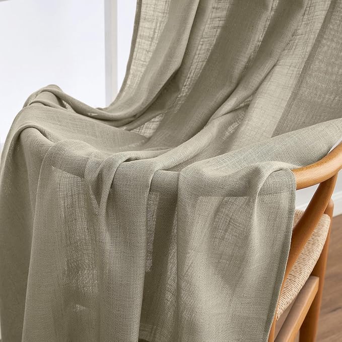 MIULEE Oatmeal Linen Curtains 96 Inches Long 2 Panels - Image 6