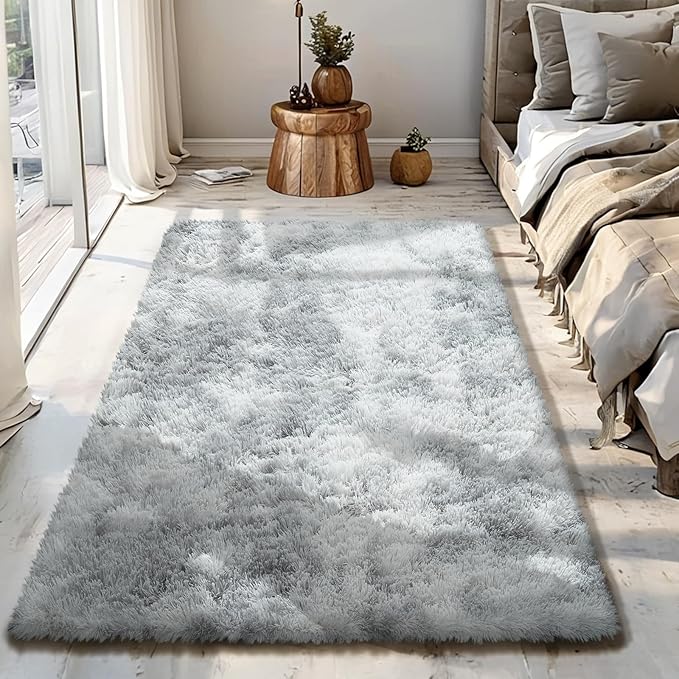 Fluffy Rug Shaggy Area Rug, Mottling Grey 3x5 Area Rugs by Yongyangjuxi