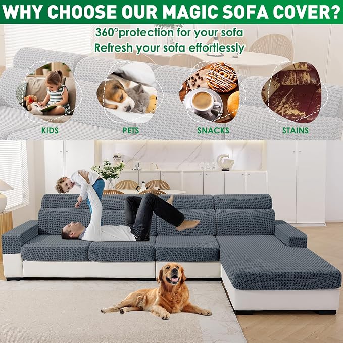 MAXIJIN Couch Cushion Covers for Sectional Sofa, Stretch Sofa Cushion Cover - Image 4