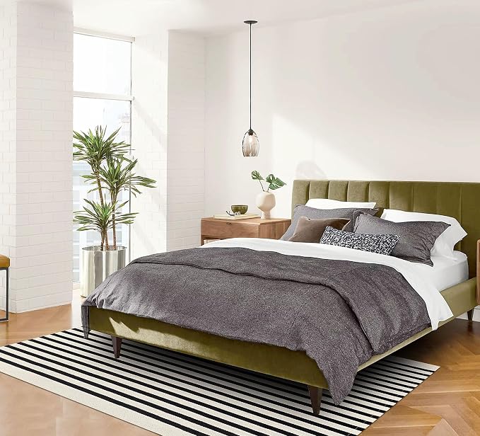 IOHOUZE Black Beige Striped Rug -5'x8' Indoor Outdoor Rug, Washable Area Rug - Image 4