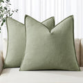 MIULEE Decorative Linen Pillow Covers 18x18 Inch Sage Green ​Boho Farmhouse​ by MIULEE