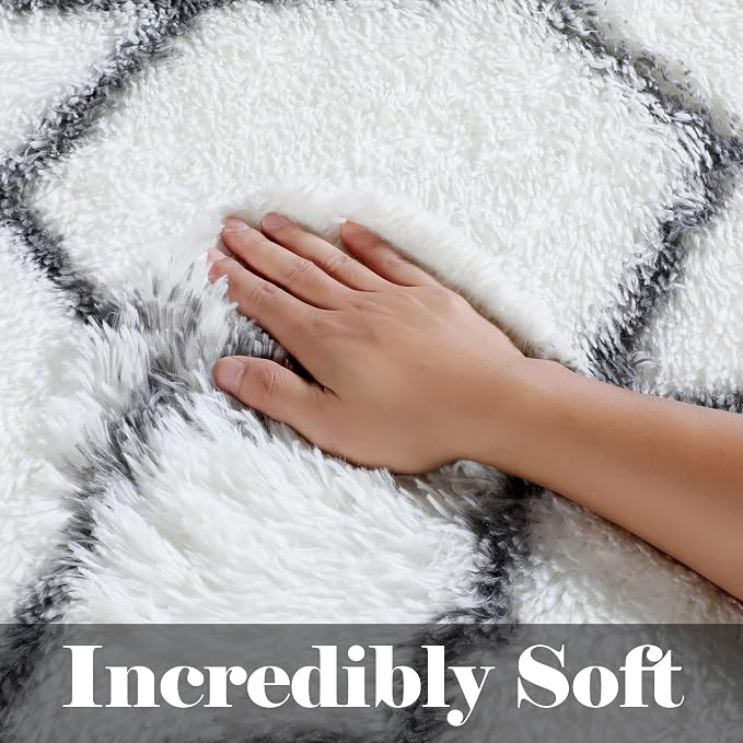 ONASAR Area Rugs for Living Room, 5x8 Fluffy White and Grey Rug for Bedroom - Image 3