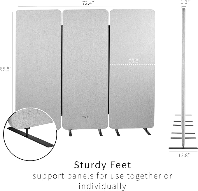 VIVO Freestanding 72 x 66 inch Privacy Panel, Cubicle Divider, Acoustic Wall - Image 3