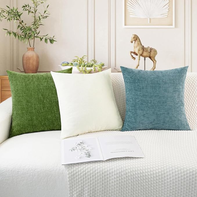 CaliTime Throw Pillow Covers Decorative 22 X 22 Inches Pack of 2 Cozy Chenille - Image 5