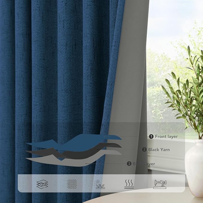 Navy Blue Small Blackout Curtains - Image 4
